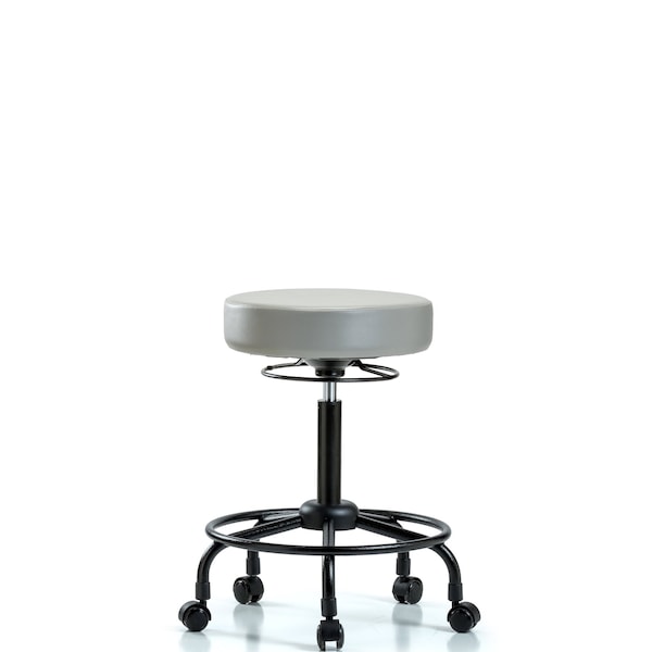 Vinyl Stool without Back-Medium Bench Height with RT Base and Casters in Dove Trailblazer Vinyl