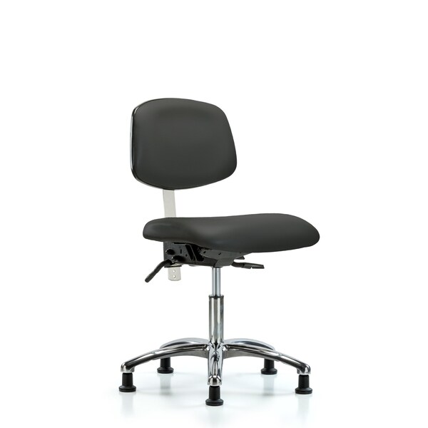 Clean Room Chair Desk Chair, Vinyl, Chrm, Glides, Gry, CL100, No Arms, 18" to 23" Height, Vinyl