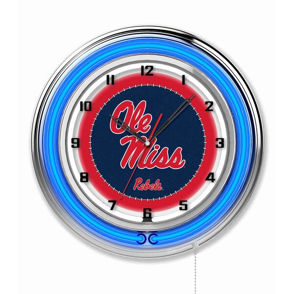 University of Mississippi Double Neon 19" Clock