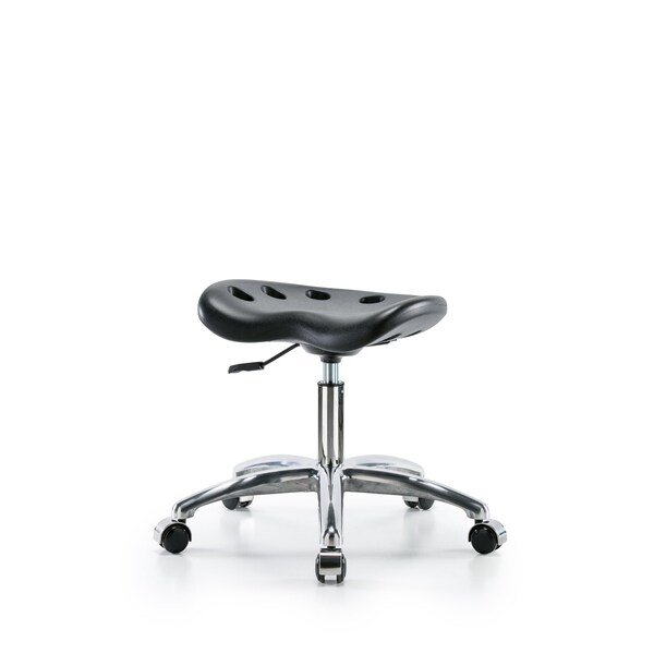 Poly Tractor Stool Chrome, Desk, Chrome Casters, Black