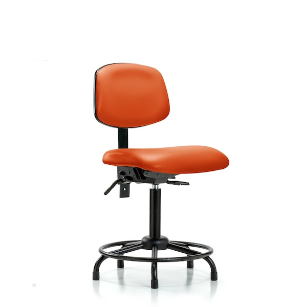 Bench Chair, Vinyl, RT Tilt, Gld, Orange, No Arms, 22" to 29" Height, Orange Kist