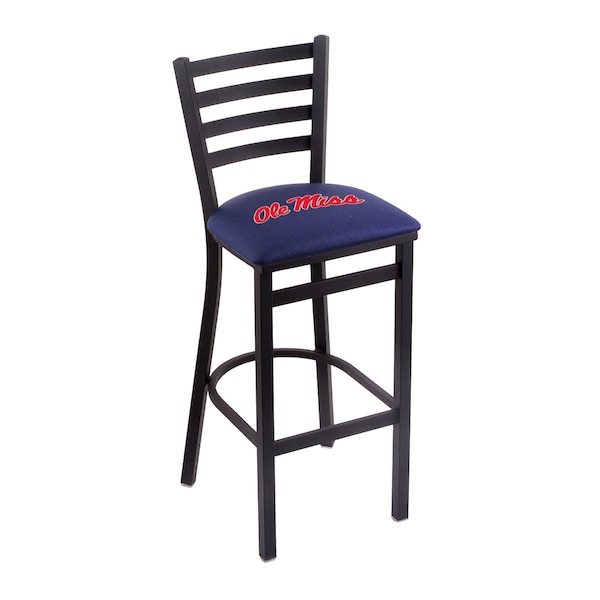 25" Blk Wrinkle Ole' Miss Stationary Counter Stool, Ladder Back