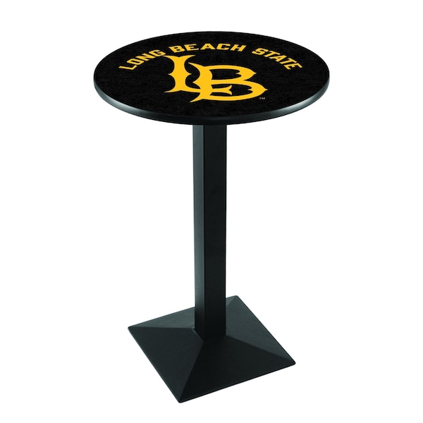 42" Blk Wrinkle Long Beach State University Pub Table, 36" dia. Top