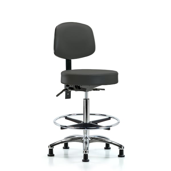 Ben Stool, Hi, Vin, Bk, Chrome, CF, Glides, Gry