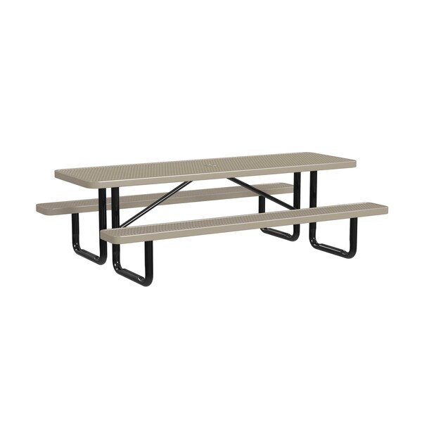 Rectangle Portable Picnic Table, Beige, 8 ft L