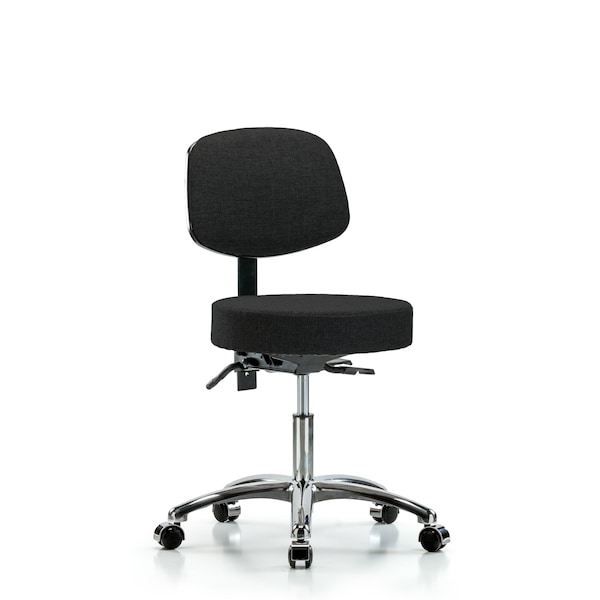 Desk Stool, Fabric, Bk Chrm, Tilt, Cast, Blk