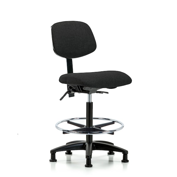 Chair, Fabric, Hi Bench, Tilt CF Glides, Blk, No Arms, 26" to 35-1/2" Height, Black