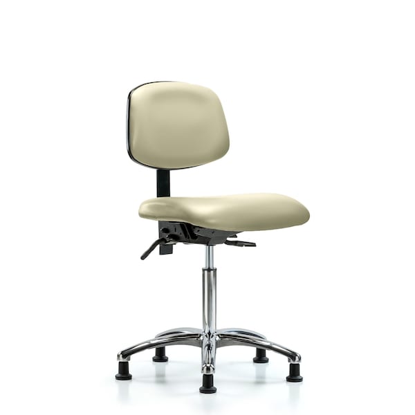 Chair, Vinyl, Med Bench, Chrome Glides, Wht, No Arms, 22" to 29" Height, Adobe White