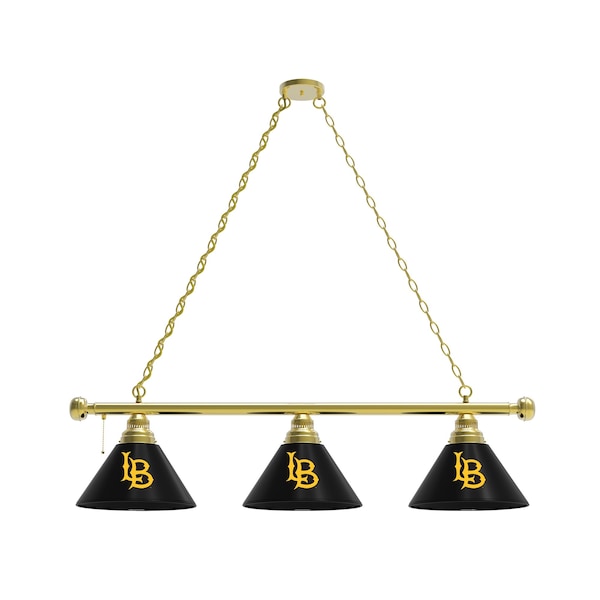 Long Beach State University 3 Shade Billiard Light, Brass Fixture