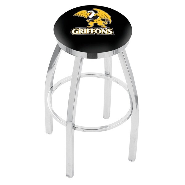 25" Chrome Missouri Western State Swivel Bar Stool, Accent Ring