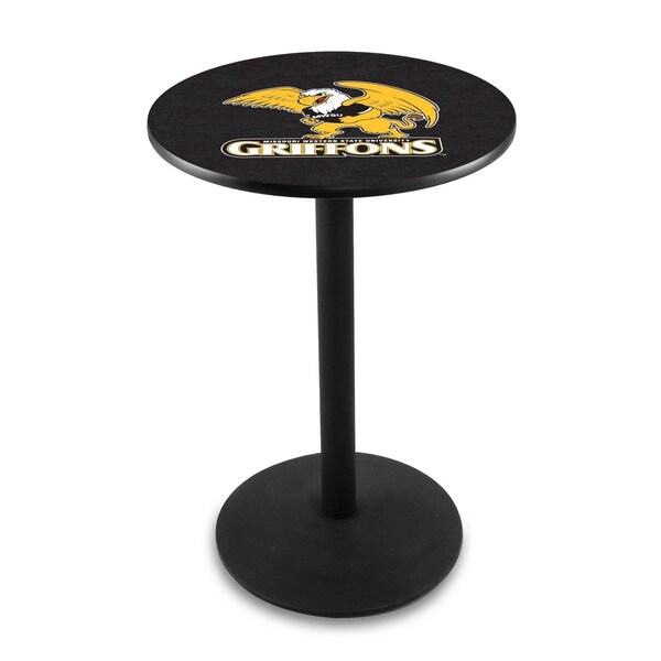 42" Blk Wrinkle Missouri Western State Pub Table, 36" dia. Top