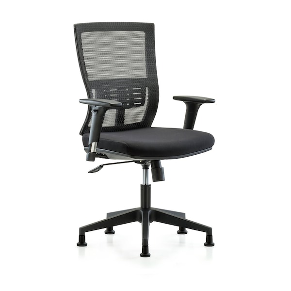 Desk Chair Modern Mesh Chair, C1, AA, Glides, Adjustable Arms, 18-1/2" to 21-1/2" Height, Mesh, Black