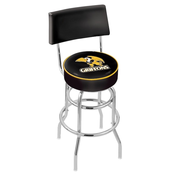 25" Chrome 2-Ring Missouri Western State Swivel Bar Stool, Back