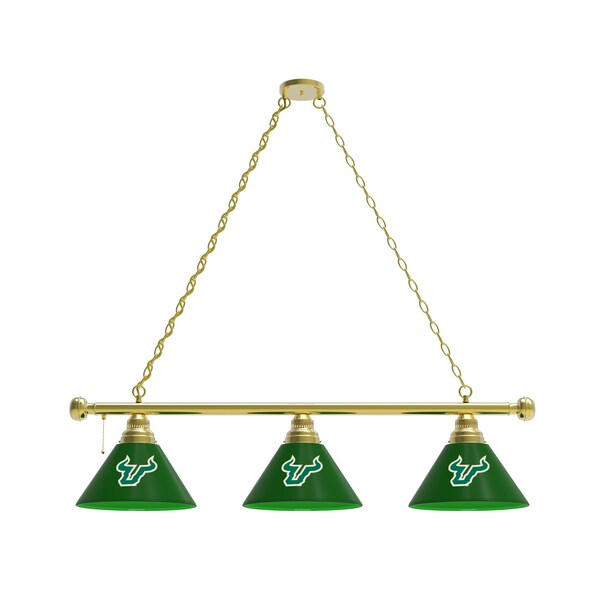 South Florida 3 Shade Billiard Light, Brass Fixture