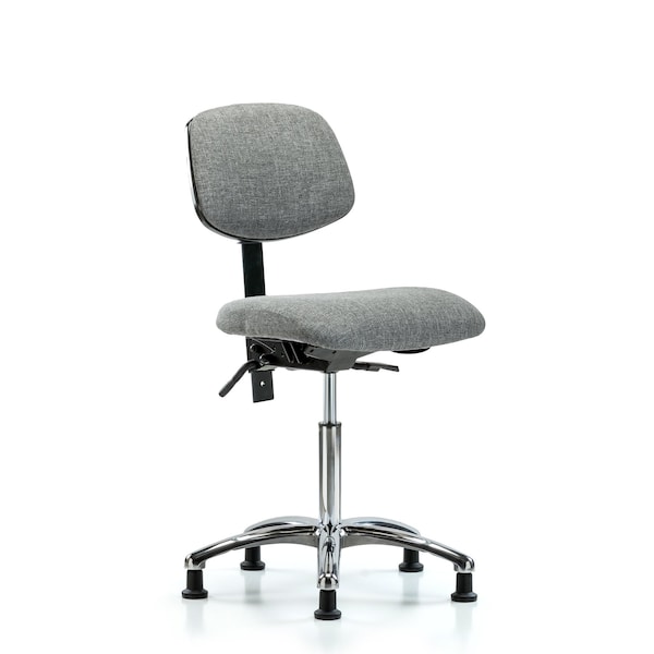 Chair, Fabric, Med Bench, Chrome Glides, Gry, No Arms, 22" to 29" Height, Gray