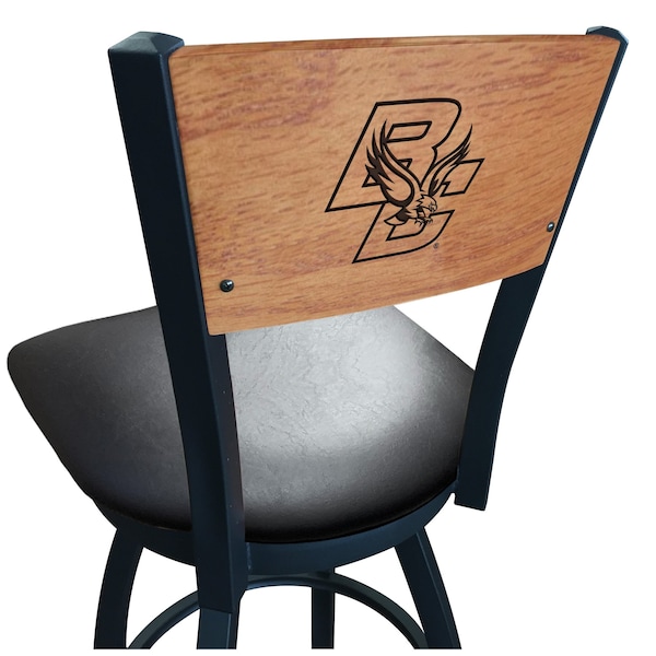 25" Blk Wrinkle Boston College Swivel Bar Stool, Laser Engraved Back