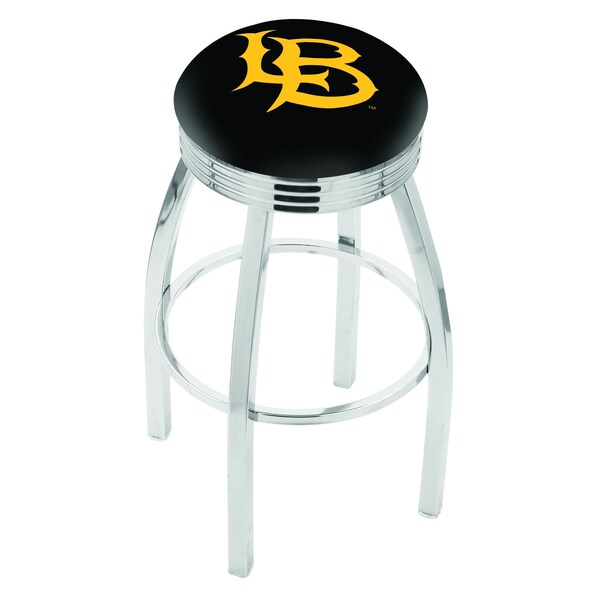 25" Chrome Long Beach State University Swivel Bar Stool, Accent Ring