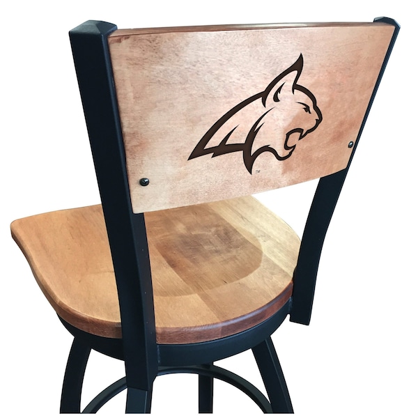 25" Blk Wrinkle Montana State Swivel Bar Stool, Laser Engraved Back