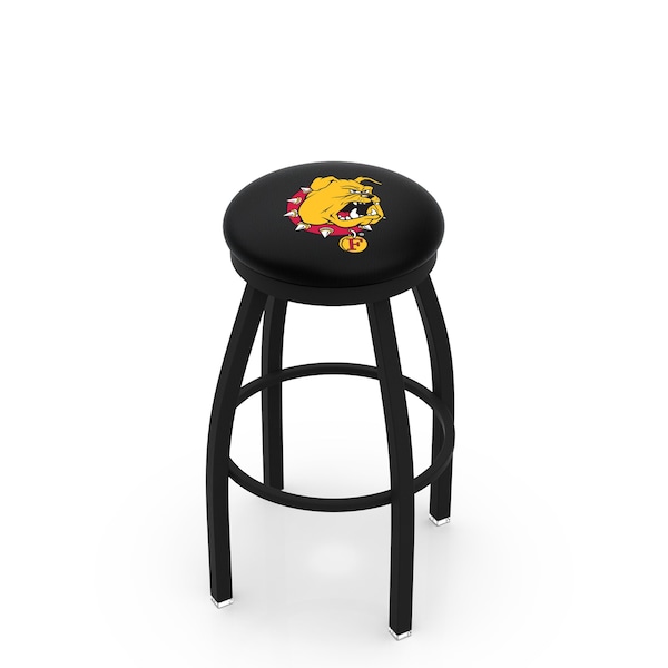 25" Blk Wrinkle Ferris State Swivel Bar Stool, Accent Ring