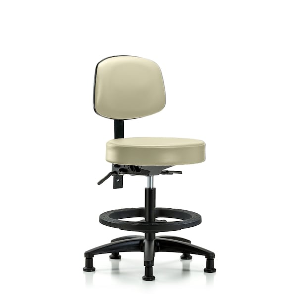 Bench Stool, Med, Vin, Bk, BF, Glides, Wht