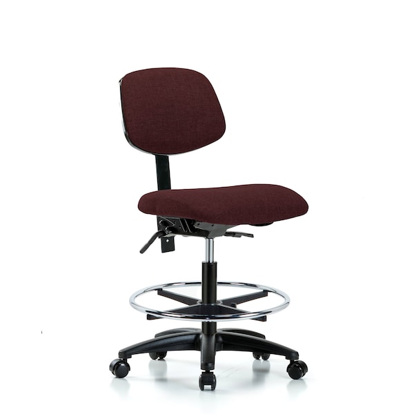 Chair, Fab, Med Bench, Tilt CF Casters, Bur, No Arms, 22" to 29" Height, Burgundy