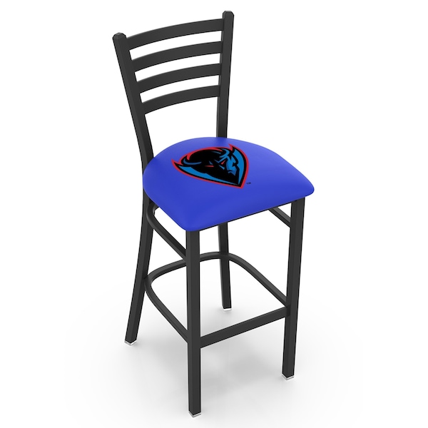 25" Blk Wrinkle DePaul Stationary Counter Stool, Ladder Back