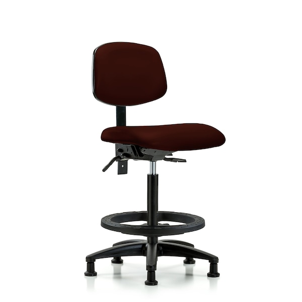 High Bench Chair Desk Chair, Vin, Chr Tilt AA Casters, Ruby, No Arms, 26" to 35" Height, Vinyl