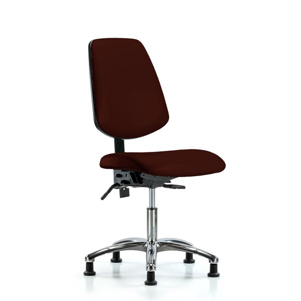 Desk Chair Desk Chair, Vinyl, Med, Bk, Chrm, Glides, Burg, No Arms, 18" to 23" Height, Vinyl, Burgundy