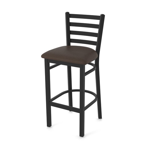 25" Stationary Counter Stool, Black Wrinkle, Rein Coffee Seat