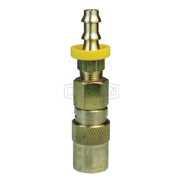 DQC CM Industrial Mold Interchange Valved Coupler, 1/2 in Nominal, Push-Loc Barb, Brass