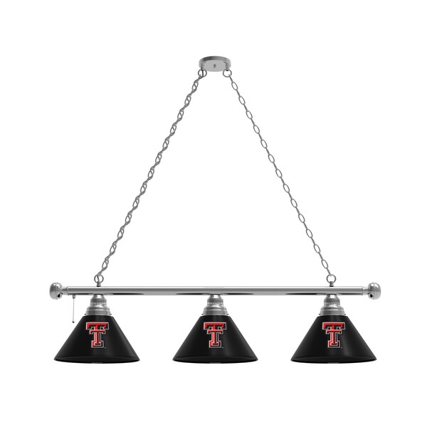 Texas Tech 3 Shade Billiard Light, Chrome Fixture