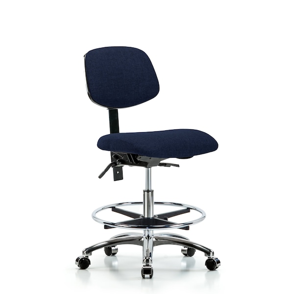Chair, Fab, Med Bench, Chr Tilt CF Cast, Nav, No Arms, 22" to 29" Height, Dark Blue