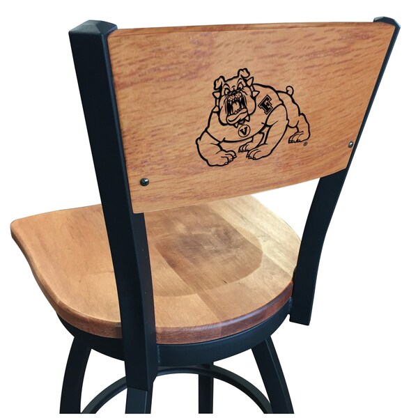 25" Blk Wrinkle Fresno State Swivel Bar Stool, Laser Engraved Back