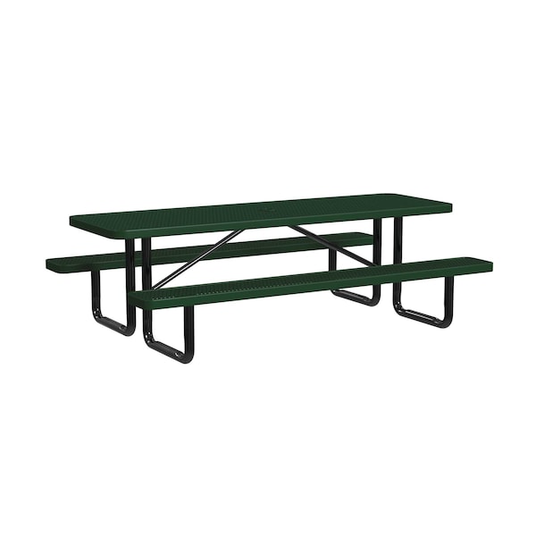 Picnic Table, Black, Surface Mount, 8 ft L