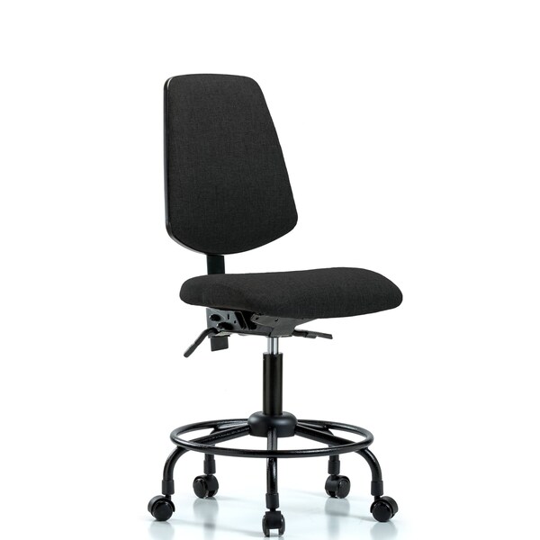 Desk Chair Fab Desk Chair, Med, Bk, RT, Casters, Blk, No Arms, 21" to 26" Height, Fabric, Black