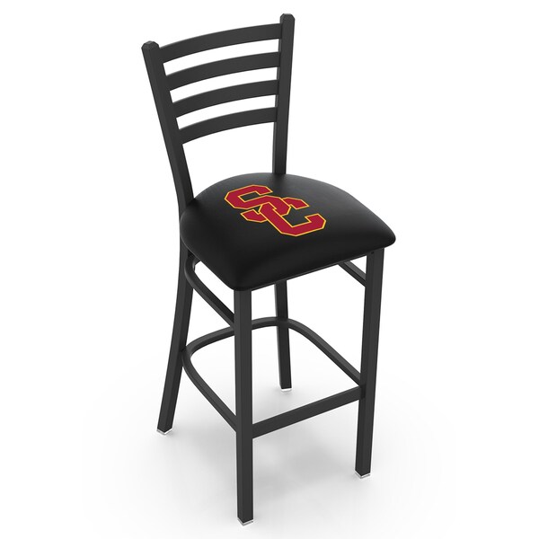 25" Blk Wrinkle USC Trojans Stationary Counter Stool, Ladder Back