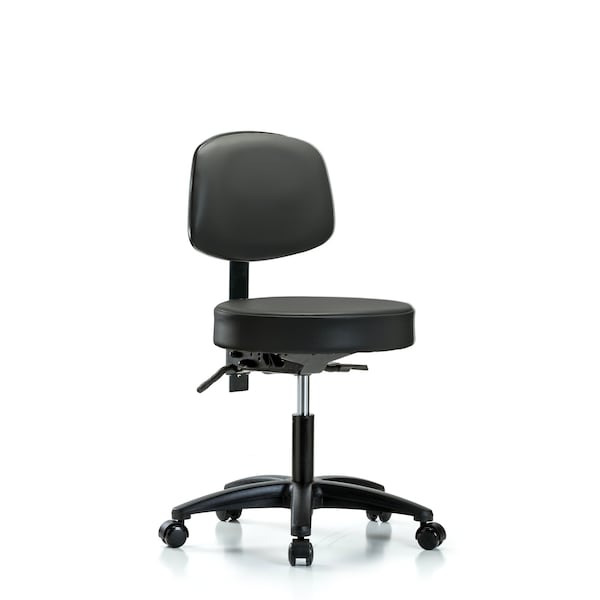 Vinyl Stool, Back, Desk, Casters, Carbon
