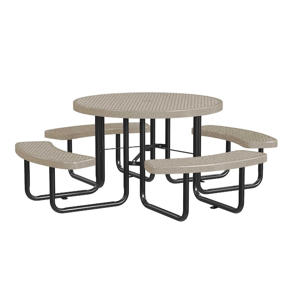 Round Picnic Table, In Ground Mount, Sandstone, 46 in