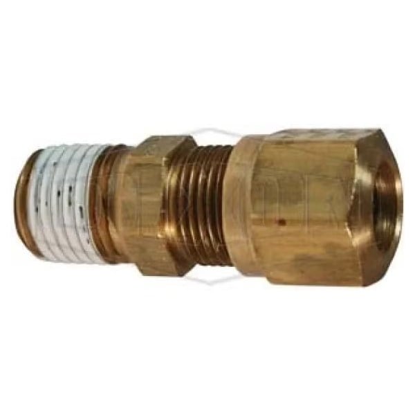 Air Brake Connector, 1-18 x 3/8 in Nominal, Straight Male x Pipe End Style, Brass, Domestic