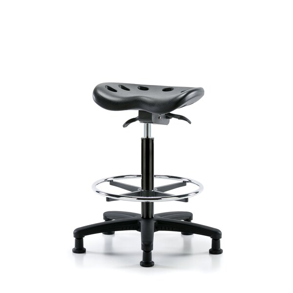 Poly Tractor Sit-Stand, Foot Ring, Black