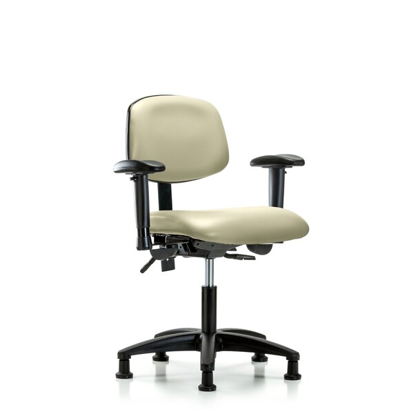 Desk Chair Desk Chair, Vinyl, Tilt AA Glides, Wht, Adjustable Arms, 18" to 23" Height, Vinyl