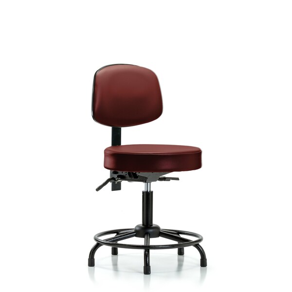Vinyl Stool, Back, Desk, Round Tube Base, Glides, Taupe