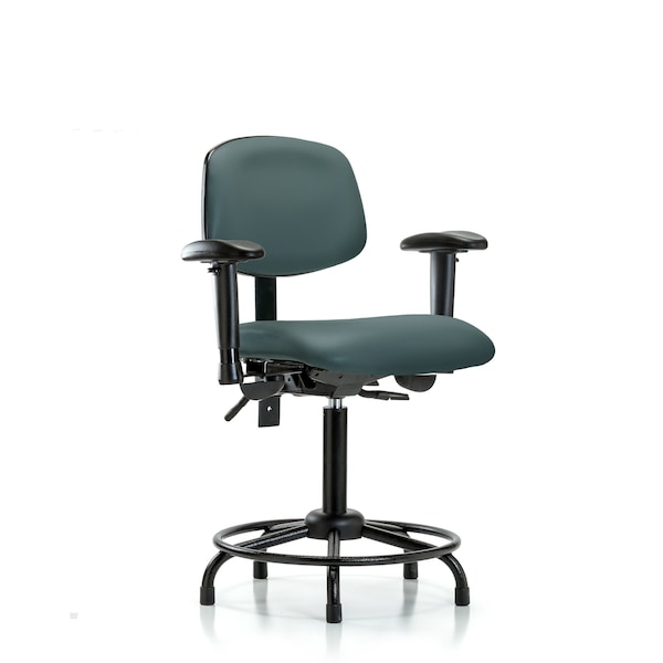 Medium Bench Chair Vinyl Chair, RT Tilt AA, Gld, Blu, Adjustable Arms, 22" to 29" Height, Vinyl