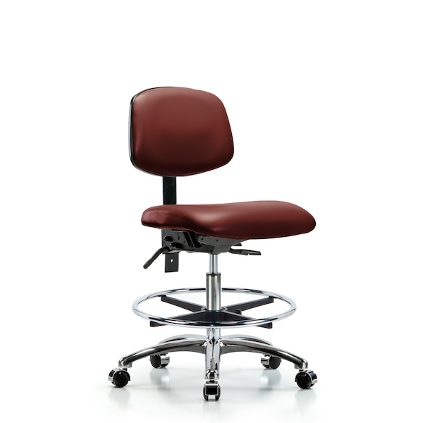 Vinyl Chair Chrome, Med Bench, Tilt, Foot Ring, Casters, Borscht