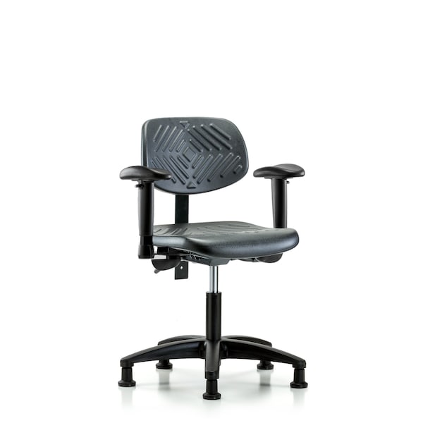 Desk Chair Desk Chair, Poly, Adj Arms Glides, Adjustable Arms, 17" to 22" Height, Black; Blue
