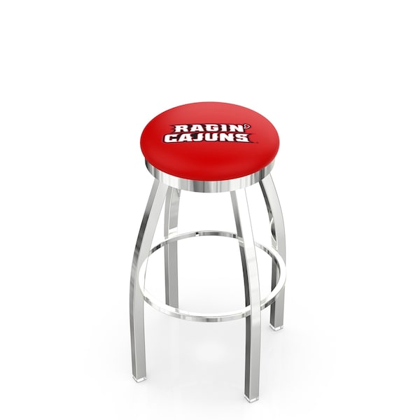 25" Chrome Louisiana-Lafayette Swivel Bar Stool, Accent Ring