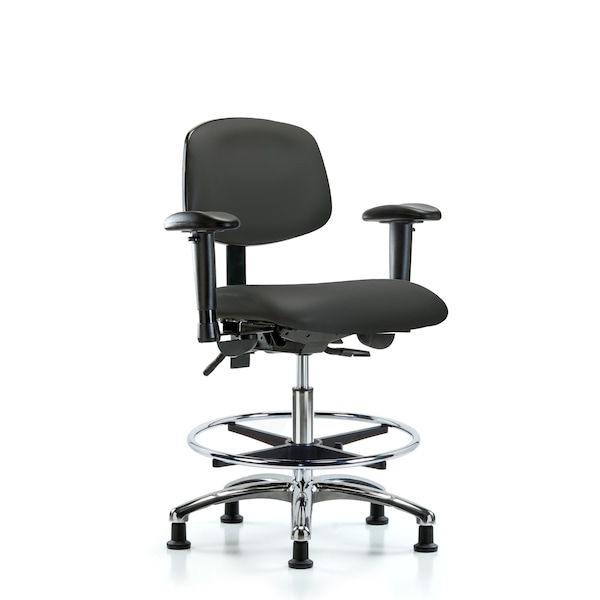 Medium Bench Chair Chair, Vin, Med Ben, Chr Tilt AA CF Gld, Gry, Adjustable Arms, 22" to 29" Height