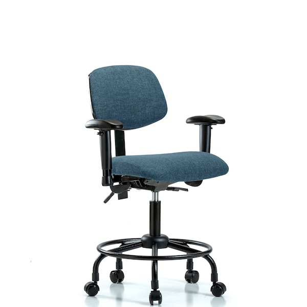Desk Chair Desk Chair, Fabric, RT Tilt AA Casters, Blu, Adjustable Arms, 21" to 26" Height, Fabric