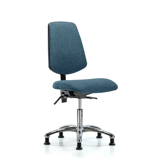 Desk Chair Fab Desk Chair, Med, Bk, Chrm, Glides, Blu, No Arms, 19" to 24" Height, Fabric, Blue