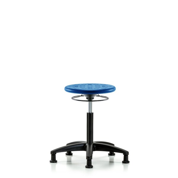 Huron Poly Stool, Med Bench, Glides, Blue